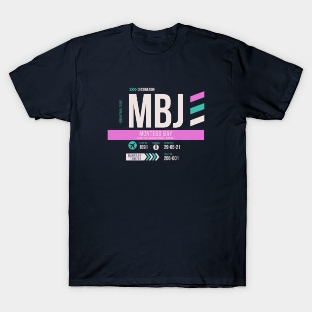 Montego Bay (MBJ) Airport Code Baggage Tag T-Shirt by SLAG_Creative